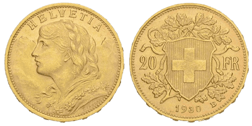 Pièce d'or Vreneli 20 Francs