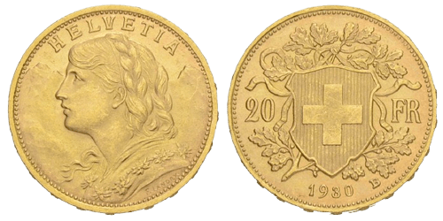Pièce d'or Vreneli 20 Francs